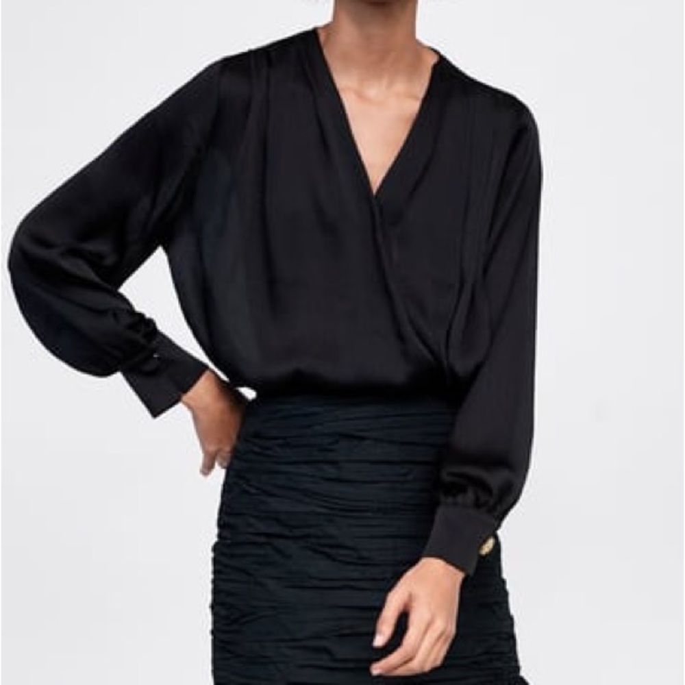 ZARA Crossed Bodysuit with Jewel Buttons